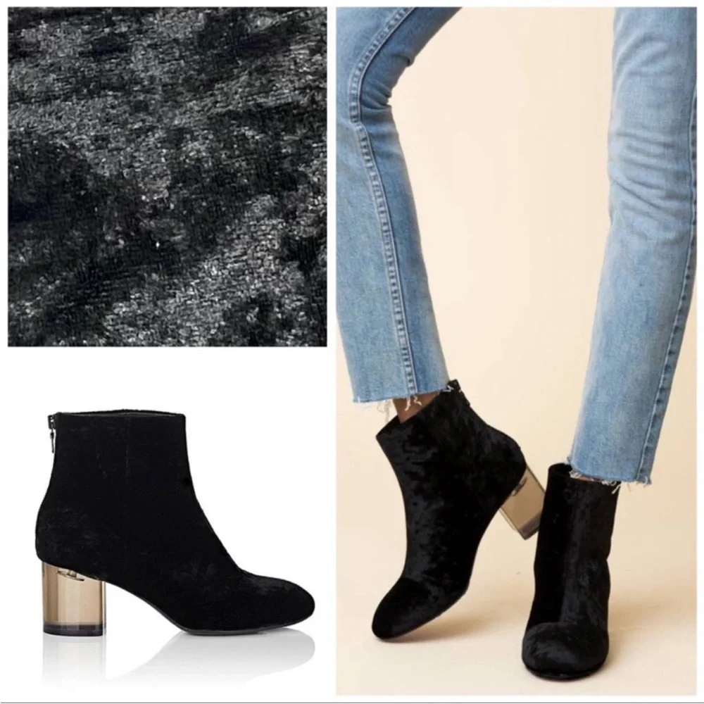 Rag & Bone Drea Black Velvet Ankle Boots
